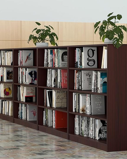 Farini 4 Shelf boockase Display Bookcase Freestanding Wooden Bookshelves for Home Office Living Room,48 Inch Height,Mahogany - LeafyLoom