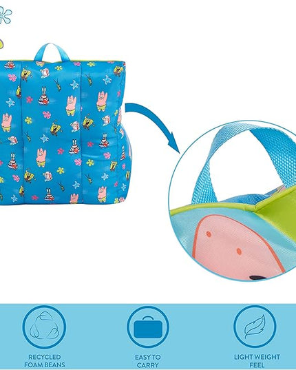 Idea Nuova Nickelodeon Spongebob Squarepants Toddler Nylon Bean Bag Chair with Piping & Top Carry Handle Large - LeafyLoom