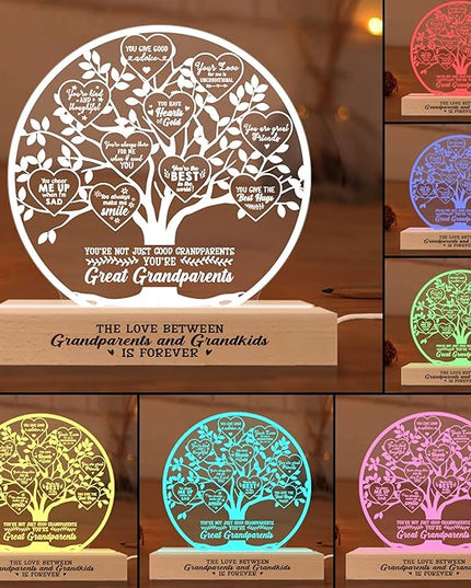 Grandparent Gifts from Grandkids, Lamp Present for Granddaughter Grandson, Night Light with Wooden Base, Gifts for Birthday, Mothers' Day, Thanksgiving, Why I Love You, Desk Decoration - LeafyLoom