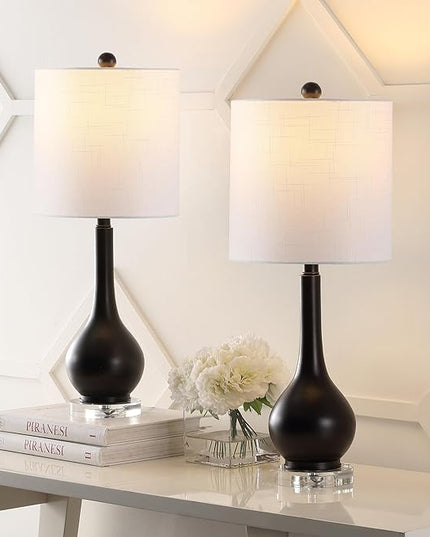 JONATHAN Y JYL5010C-SET2 Dylan 25" Metal/Crystal Teardrop LED Table Lamp Contemporary, Transitional, Traditional, Classic, Office, Living Room, Dining Room, Bedroom, Oil Rubbed Bronze (Set of 2) - LeafyLoom