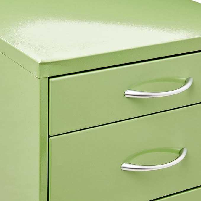 OSP Home Furnishings HPB Heavy Duty 3-Drawer Metal File Cabinet for Standard Files and Office Supplies, Green Finish - LeafyLoom
