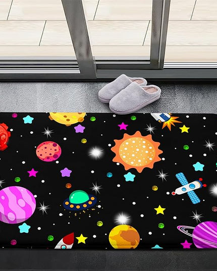 Space Rug - Space Rug for Boys Room Solar System Rug Planet Carpet for Kids Outer Space Area Rug Bedroom Boys Kids Rugs for Playroom Galaxy Rugs for Boys Bedroom,Black,2'×3' - LeafyLoom