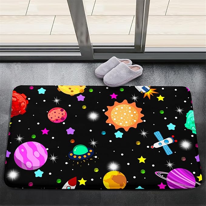 Space Rug - Space Rug for Boys Room Solar System Rug Planet Carpet for Kids Outer Space Area Rug Bedroom Boys Kids Rugs for Playroom Galaxy Rugs for Boys Bedroom,Black,2'×3' - LeafyLoom
