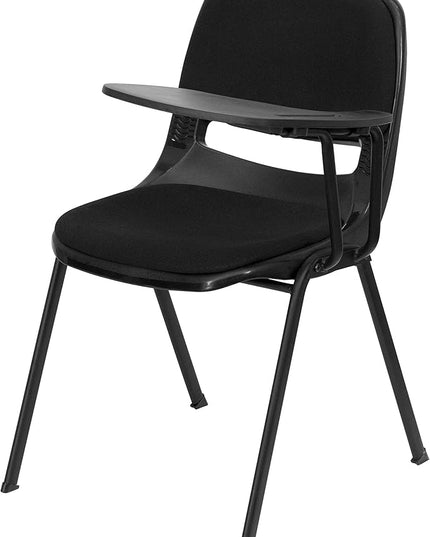 Flash Furniture HERCULES 5 Pack Black Padded Ergonomic Shell Chair with Left Handed Flip-Up Tablet Arm - LeafyLoom