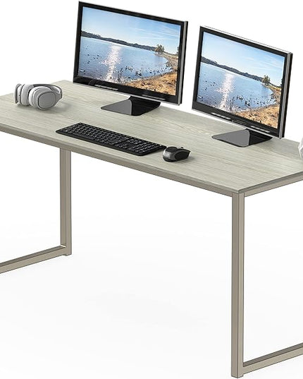 SHW Home Office 55-Inch Computer Desk, 24" Deep, Maple - LeafyLoom