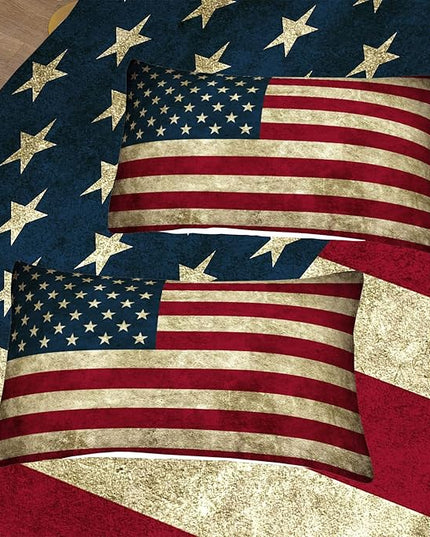 Tailor Shop American Flag Comforter Set for Boys Kids Teens American Flag Pattern Bedding Set King Size with 1 Comforter 2 Pillowcases - LeafyLoom