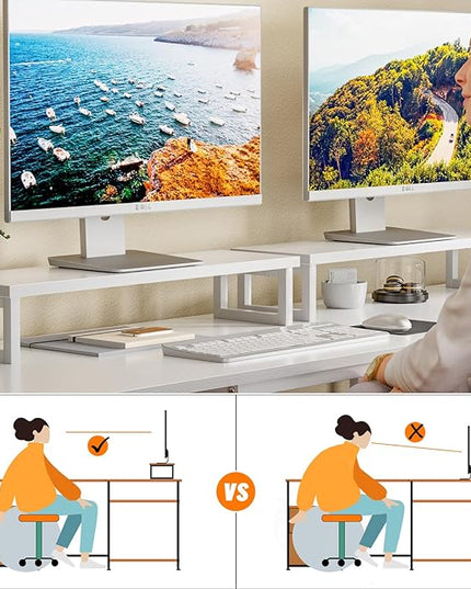 Furologee White 66" L Shaped Desk with Shelves, Reversible Corner Computer Desk with File Drawer & Dual Monitor Stand, Large Home Office Desk Writing Study Gaming Table Workstation - LeafyLoom