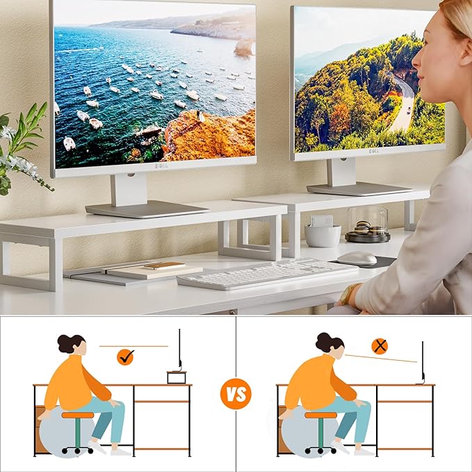 Furologee White 66" L Shaped Desk with Shelves, Reversible Corner Computer Desk with File Drawer & Dual Monitor Stand, Large Home Office Desk Writing Study Gaming Table Workstation - LeafyLoom