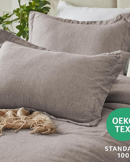 CozyLux King Size Comforter Set - 3 Pieces Linen Soft Luxury Cationic Dyeing Bedding Comforter for All Season, Breathable Lightweight Fluffy Boho Bed Sets with 1 Comforter and 2 Pillow Shams - LeafyLoom