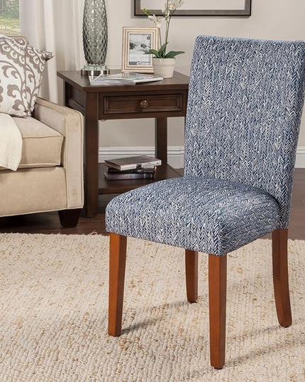 HomePop Parsons Classic Upholstered Accent Dining Chair, Set of 2, Navy - LeafyLoom