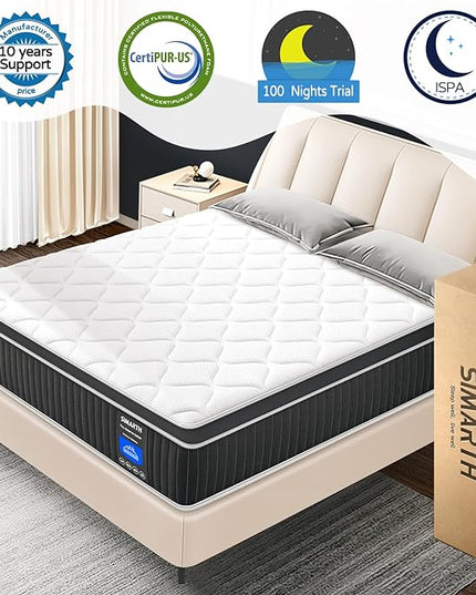 King Mattress 12 Inch, King Size Hybrid Mattresses in a Box, Memory Foam King Mattress Made of Individually Pocketed Springs for Support and Pressure Relief, Medium Firm - LeafyLoom