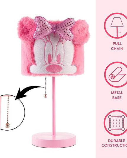Idea Nuova Disney Minnie Mouse Plush Shade Table Lamp, Pink - LeafyLoom