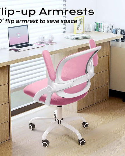 KERDOM Office Chair, Ergonomic Desk Chair, Mesh Computer Chair Height Adjustable, Comfy Swivel Task Chair with Wheels and Flip-up Arms - LeafyLoom