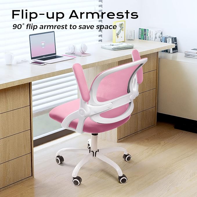 KERDOM Office Chair, Ergonomic Desk Chair, Mesh Computer Chair Height Adjustable, Comfy Swivel Task Chair with Wheels and Flip-up Arms - LeafyLoom