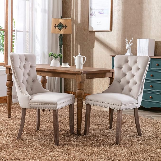 NicBex Haerin-SD-00109-LWJ Dining Chairs, 25.5"x19.7"x37.4", Light Beige - LeafyLoom