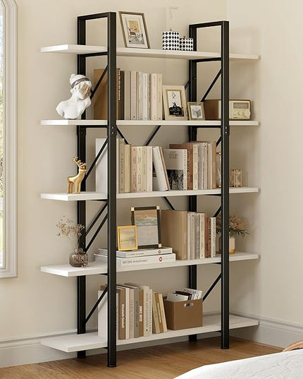 YITAHOME 5 Tier Bookshelf, Freestanding 5 Shelf Bookcases and Bookshelves, Modern Minimalist Furniture Open Display Storage Shelves Books Organizer for Living Room Bedroom Home Office, White - LeafyLoom
