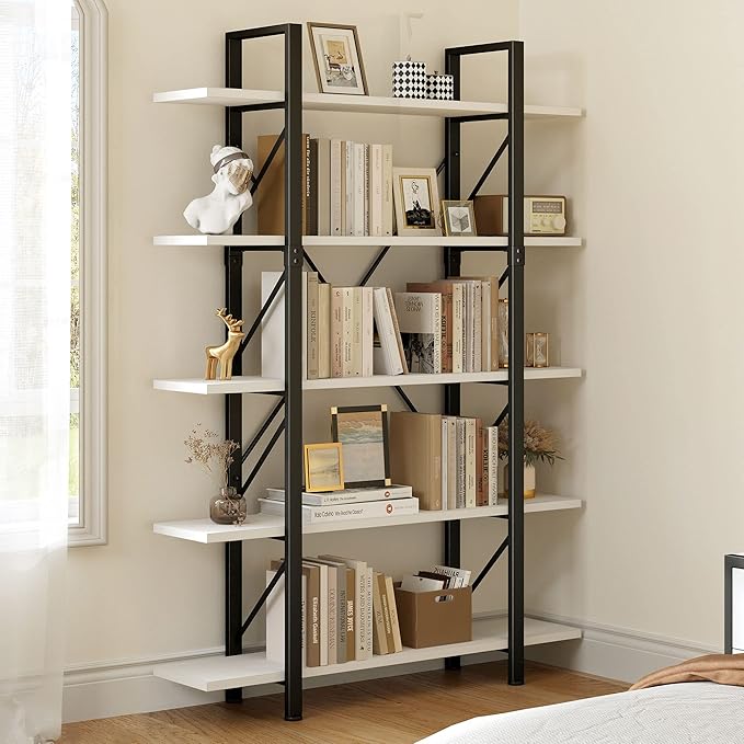 YITAHOME 5 Tier Bookshelf, Freestanding 5 Shelf Bookcases and Bookshelves, Modern Minimalist Furniture Open Display Storage Shelves Books Organizer for Living Room Bedroom Home Office, White - LeafyLoom