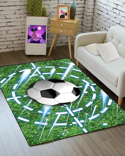 Football Rug for Boys Room - Soccer Rug for Boys Room Football Printed Rug for Kids Room Football Decor for Boys Bedroomsports Ball Doormat for Living Room Bedroom,2'×3' - LeafyLoom