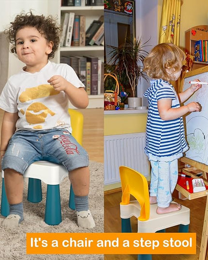 burgkidz Plastic Kids Chair, Durable and Lightweight, 9.3" Height Seat, Indoor or Outdoor Use for Ages 2 and Up (Macaron) - LeafyLoom