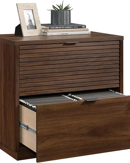 Sauder Englewood Lateral file, L: 30.87" x W: 19.29" x H: 29.25", Spiced Mahogany finish - LeafyLoom
