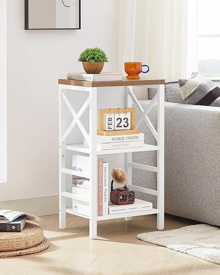 Bookcase, Industrial Small Bookshelf,3-Tier Bookcase Storage Organizer, Small Book Shelf for Small Spaces, Living Room, Bedroom and Home Office, White&Brown - LeafyLoom