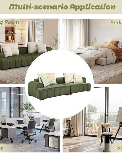 Oversized 4 Seaters Corduroy Upholstery Modular Cloud Sectional Sofa Couch,Modern Living Room Deep Seat Upholstered TV Sofa&Couch with 4PCS Pillows and Rubber Wood Legs for Home Apartment - LeafyLoom