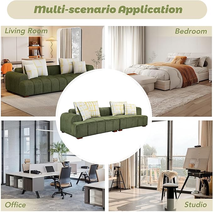 Oversized 4 Seaters Corduroy Upholstery Modular Cloud Sectional Sofa Couch,Modern Living Room Deep Seat Upholstered TV Sofa&Couch with 4PCS Pillows and Rubber Wood Legs for Home Apartment - LeafyLoom