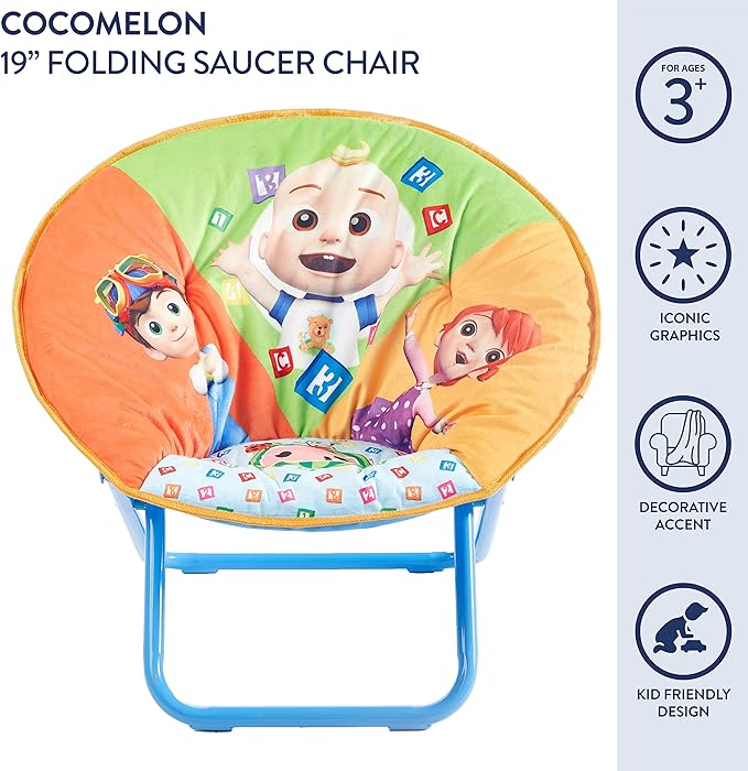 Idea Nuova Cocomelon Saucer Chair, Relaxing, Foldable, Polyester - LeafyLoom