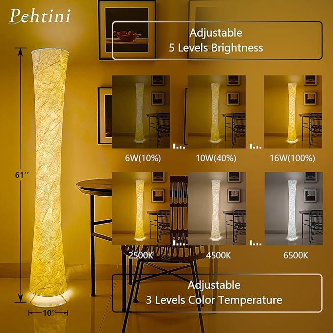 Floor Lamp for Living Room 61" LED Floor Lamp Corner Floor Lamps RGB Color Changing Floor Lamp Smart Dimmable Floor Lamp with Remote & APP Control & Music Sync Modern Floor Lamp for Bedroom - LeafyLoom