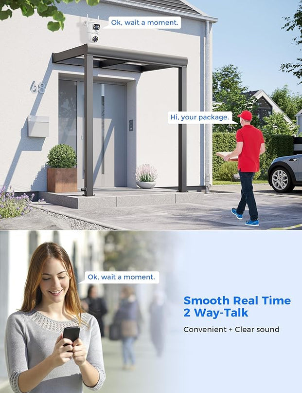 Hiseeu Wireless Security Camera Dual Lens 5G/2.4G WiFi PTZ Camera Outdoor,Power Cord,IP65 Waterproof Motion Tracking,Color Night Version, No-Monthly Fees Works with Wireless Camera System Hiseeu