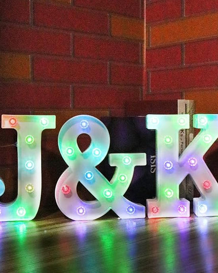 LED Letter Lights Sign Light Up Letters Sign for Night Light Wedding/Birthday Party Battery Powered Christmas Lamp Home Bar Decoration- (Colorful J) - LeafyLoom