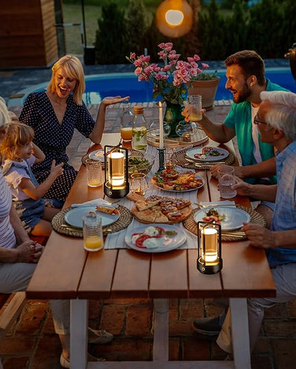 Portable Metal Table Lamp,Cordless Table Lamp, Rechargeable Battery Powered Portable LED Desk Lamp, 3 Color Stepless Dimming Touch, for Bedroom Restaurant Home Outdoor(Black) - LeafyLoom