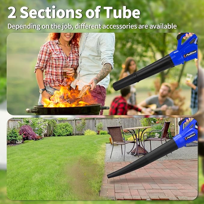 20V Cordless Leaf Blower with 2 Batteries and Charger, High Power 400 CFM Cordless Electric Leaf Blower with Two Nozzles Lightweight Handheld Blower for Lawn Care Patio Garden Leaves Yard - LeafyLoom