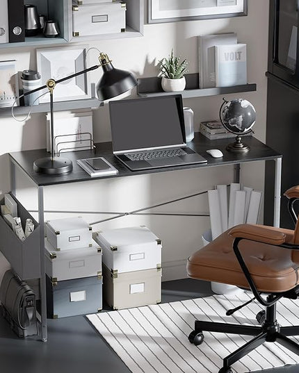 Pamray 47 Inch Computer Desk Small Spaces Desk with Storage Bag for Bedroom Writing and Home Office Work Small Study Desk Table Blcak - LeafyLoom