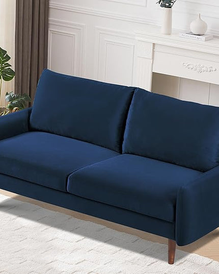 US Pride Furniture Kent Modern Velvet Sofa, Comfortable 3 Seater Couch for Living Rooms and Small Spaces, Ideal Studio Apartment Furniture with Sleek Design, Dark Blue - LeafyLoom