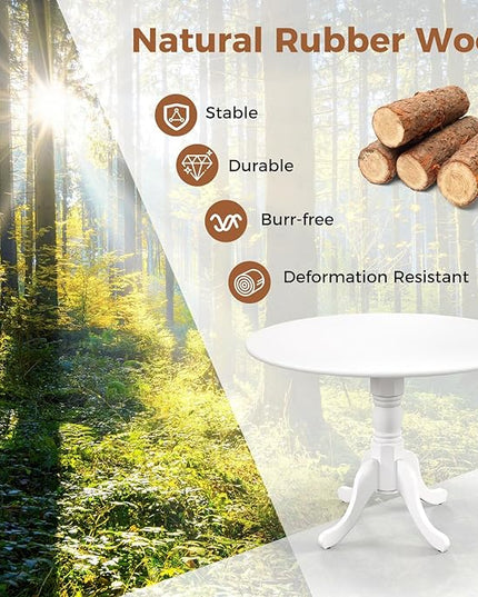Round Dining Table, All White - LeafyLoom