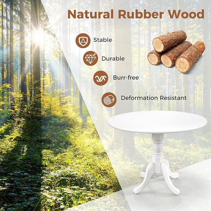 Round Dining Table, All White - LeafyLoom