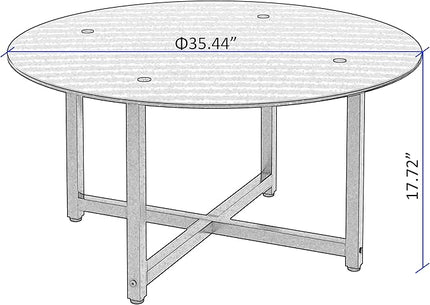NicBex Coffee Table Modern Tempered Glass Coffee Table with Storage Round Center Tables with Metal Legs Dining Table for Living Room, Dining Room, Office, and Bedroom,35.44" W, Black - LeafyLoom