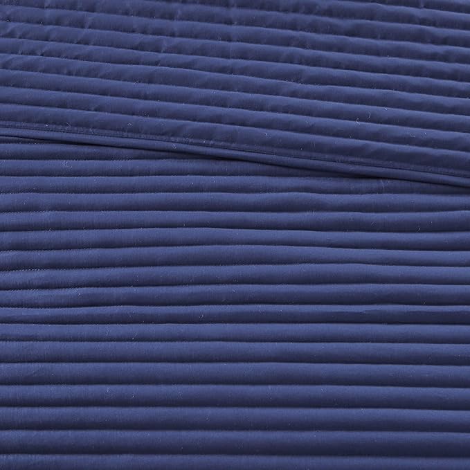 Madison Park Marina Comforter Quilt Combo Set - Modern Luxury Design, All Season Down Alternative Bedding, Matching Shams, Decorative Pillows, Full/Queen(90"x90"), Seersucker Blue 8 Piece - LeafyLoom