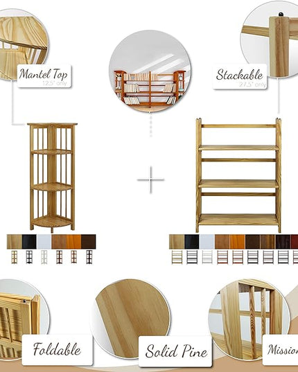Casual Home 3-Shelf 27.5" Wide Folding Stackable Bookcase, White (New) - LeafyLoom