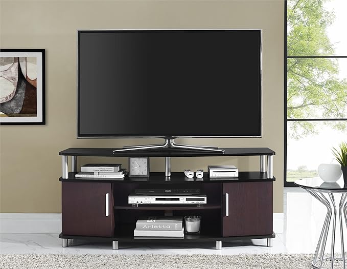 Ameriwood Home Carson TV Stand for TVs up to 50", Cherry/Black - LeafyLoom