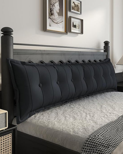 Johnear Bolster Pillow Headboard Backrest Pillow Large Daybed Cushion Lumber Back Pad Support Positioning Sofa Bed Rest Reading Pillow （Black, 76 x 3 x 20 inches） - LeafyLoom