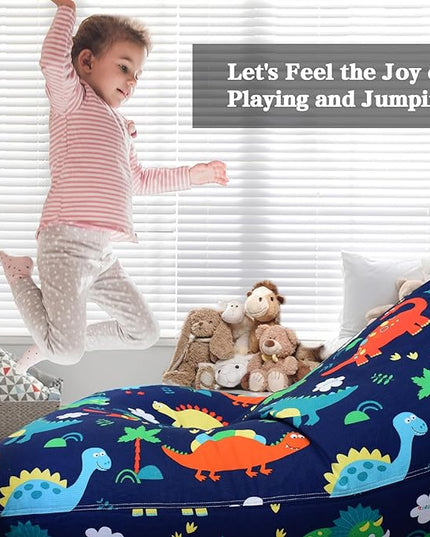 Jorbest Stuffed Animal Storage Bean Bag Chair for Kids Adults, Stuffed Animal Bean Bag Storage, Dinosaur Bean Bag Stuffed Animal Storage, Dinosaur Kids Bean Bag Chair Cover - Cover ONLY (200L/52 Gal) - LeafyLoom