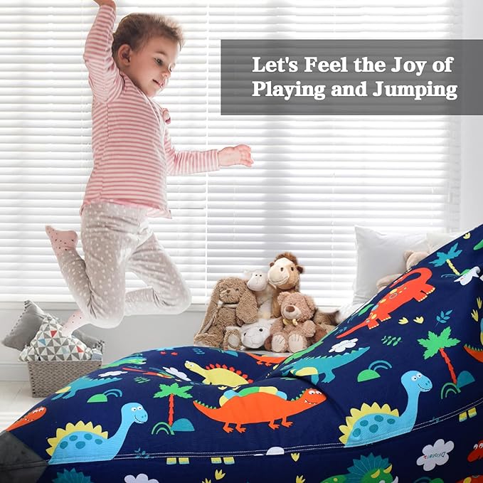Jorbest Stuffed Animal Storage Bean Bag Chair for Kids Adults, Stuffed Animal Bean Bag Storage, Dinosaur Bean Bag Stuffed Animal Storage, Dinosaur Kids Bean Bag Chair Cover - Cover ONLY (200L/52 Gal) - LeafyLoom