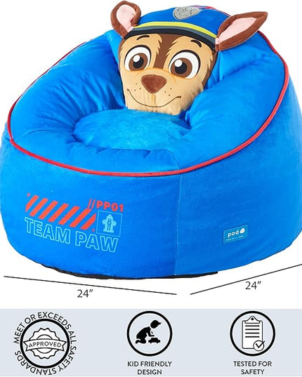 Idea Nuova Paw Patrol The Mighty Movie Hillside by pod Plush Kids Bean Bag Chair, 24" Wx24 Dx17 H - LeafyLoom