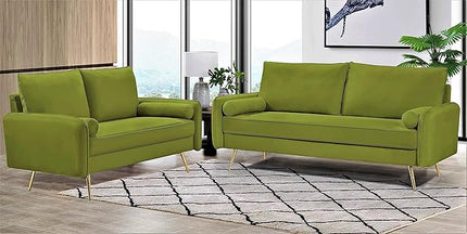 Kent Modern Sofa, European Style Velvet Living Room Furniture with Tapered Legs, Vintage Flair, and Sleek Design, Olive Green - LeafyLoom