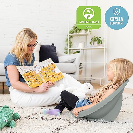 ECR4Kids Leaf Floor Seat, Rocker Chair, Grey, 6-Piece - LeafyLoom