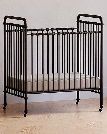 NAMESAKE Abigail 3-in-1 Convertible Mini Metal Crib in Vintage Iron, Greenguard Gold Certified - LeafyLoom