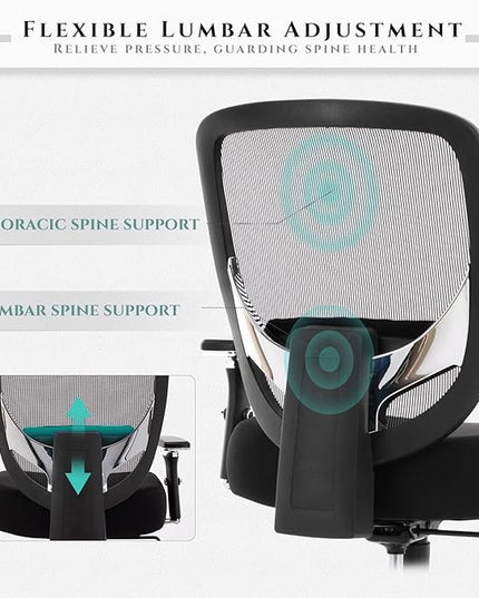 COLAMY Big and Tall Office Chair 500lbs, Heavy Duty Ergonomic Mesh Chair, Computer Executive Desk Chair with Wide Thick Seat, 4D Armrests, Adjustable Lumbar Support and Tilt-Black - LeafyLoom