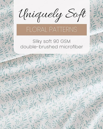 Linen Market 4 Piece Queen Bedding Sheet Set (Light Blue Vines) - Sleep Better Than Ever with These Ultra-Soft & Cooling Bed Sheets for Your Queen Size Bed - Deep Pocket Fits 16" Mattress - LeafyLoom